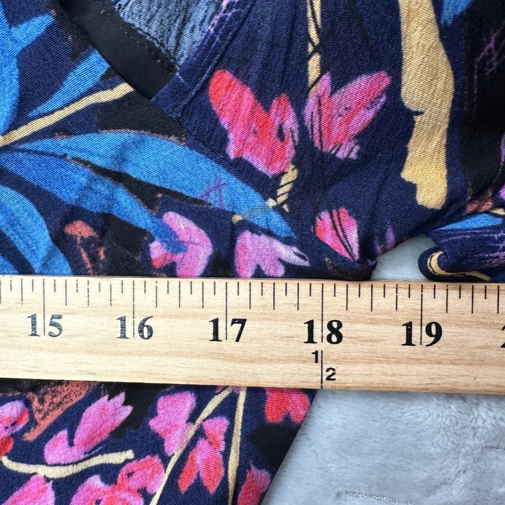 Maeve Anthropologie Womens Elia Cold Shoulder Dress Blue Floral 10P Tropical‎ - Picture 8 of 9